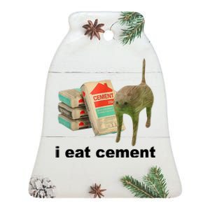 I Eat Cement Cursed Cat Funny Ceramic Bell Ornament