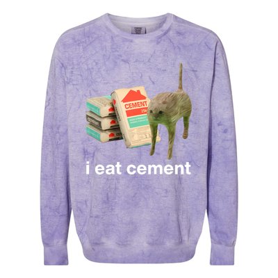 I Eat Cement Cursed Cat Funny Colorblast Crewneck Sweatshirt