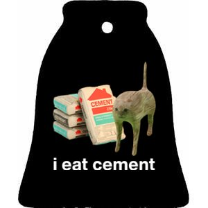 I Eat Cement Cursed Cat Funny Ceramic Bell Ornament