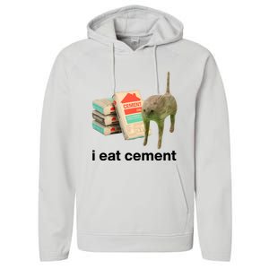 I Eat Cement Cursed Cat Funny Performance Fleece Hoodie