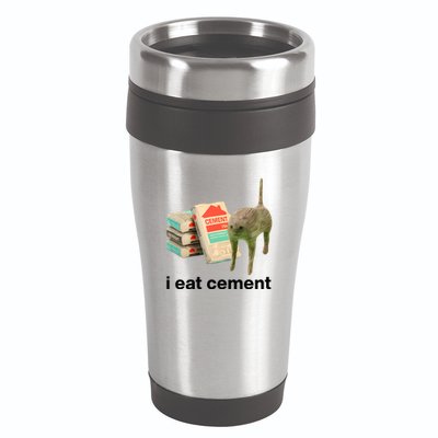 I Eat Cement Cursed Cat Funny 16oz Travel Tumbler