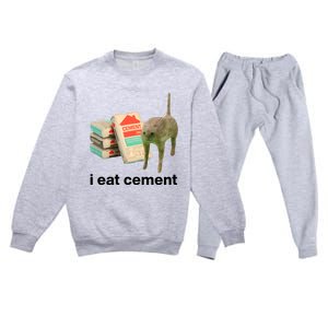 I Eat Cement Cursed Cat Funny Premium Crewneck Sweatsuit Set