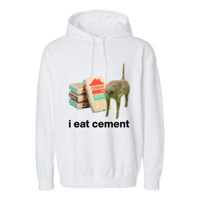 I Eat Cement Cursed Cat Funny Garment-Dyed Fleece Hoodie