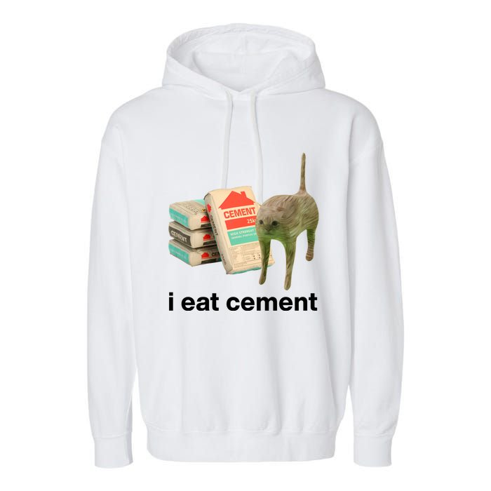 I Eat Cement Cursed Cat Funny Garment-Dyed Fleece Hoodie