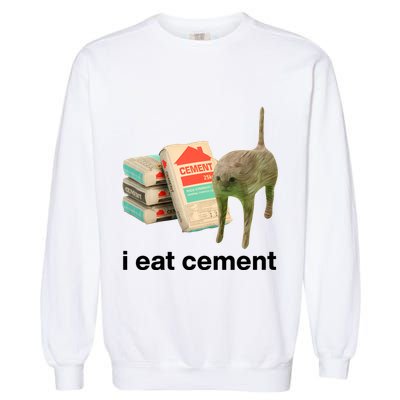 I Eat Cement Cursed Cat Funny Garment-Dyed Sweatshirt