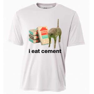 I Eat Cement Cursed Cat Funny Cooling Performance Crew T-Shirt