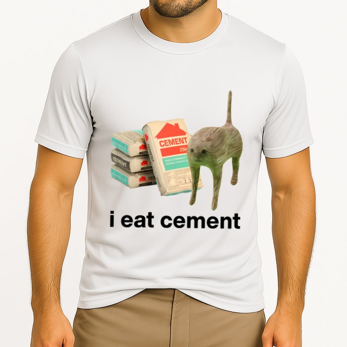 I Eat Cement Cursed Cat Funny Cooling Performance Crew T-Shirt