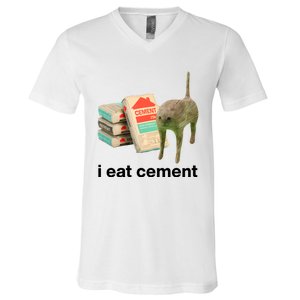 I Eat Cement Cursed Cat Funny V-Neck T-Shirt