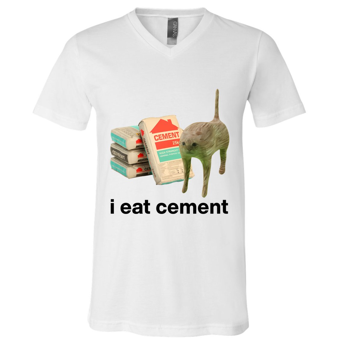 I Eat Cement Cursed Cat Funny V-Neck T-Shirt