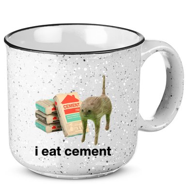 I Eat Cement Cursed Cat Funny 15oz Campfire Ceramic Mug