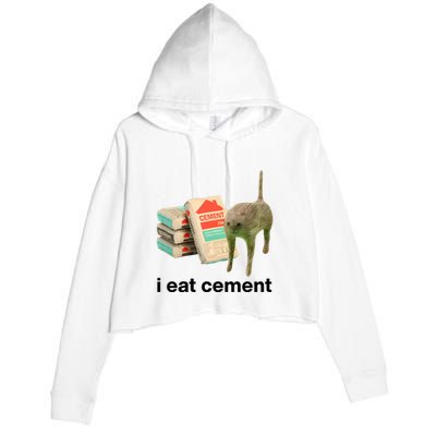 I Eat Cement Cursed Cat Funny Crop Fleece Hoodie