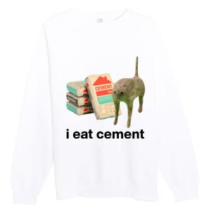 I Eat Cement Cursed Cat Funny Premium Crewneck Sweatshirt