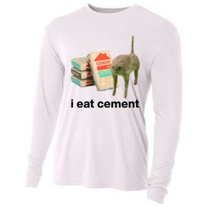 I Eat Cement Cursed Cat Funny Cooling Performance Long Sleeve Crew