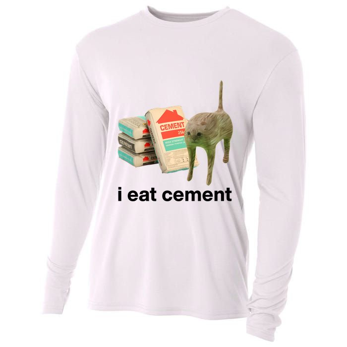 I Eat Cement Cursed Cat Funny Cooling Performance Long Sleeve Crew