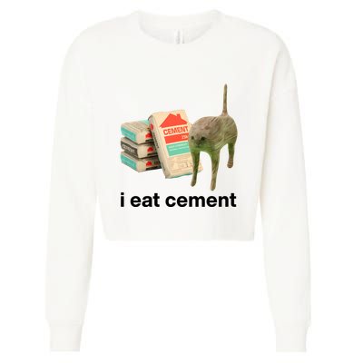 I Eat Cement Cursed Cat Funny Cropped Pullover Crew