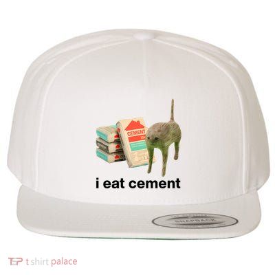 I Eat Cement Cursed Cat Funny Wool Snapback Cap