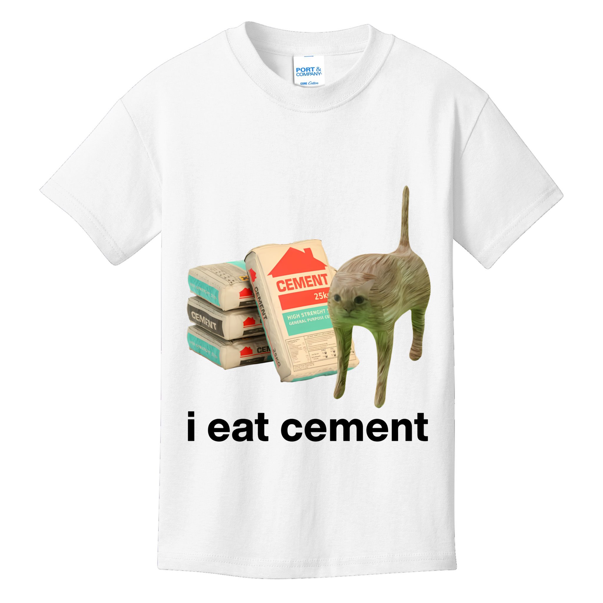 I Eat Cement Cursed Cat Funny Kids T-Shirt