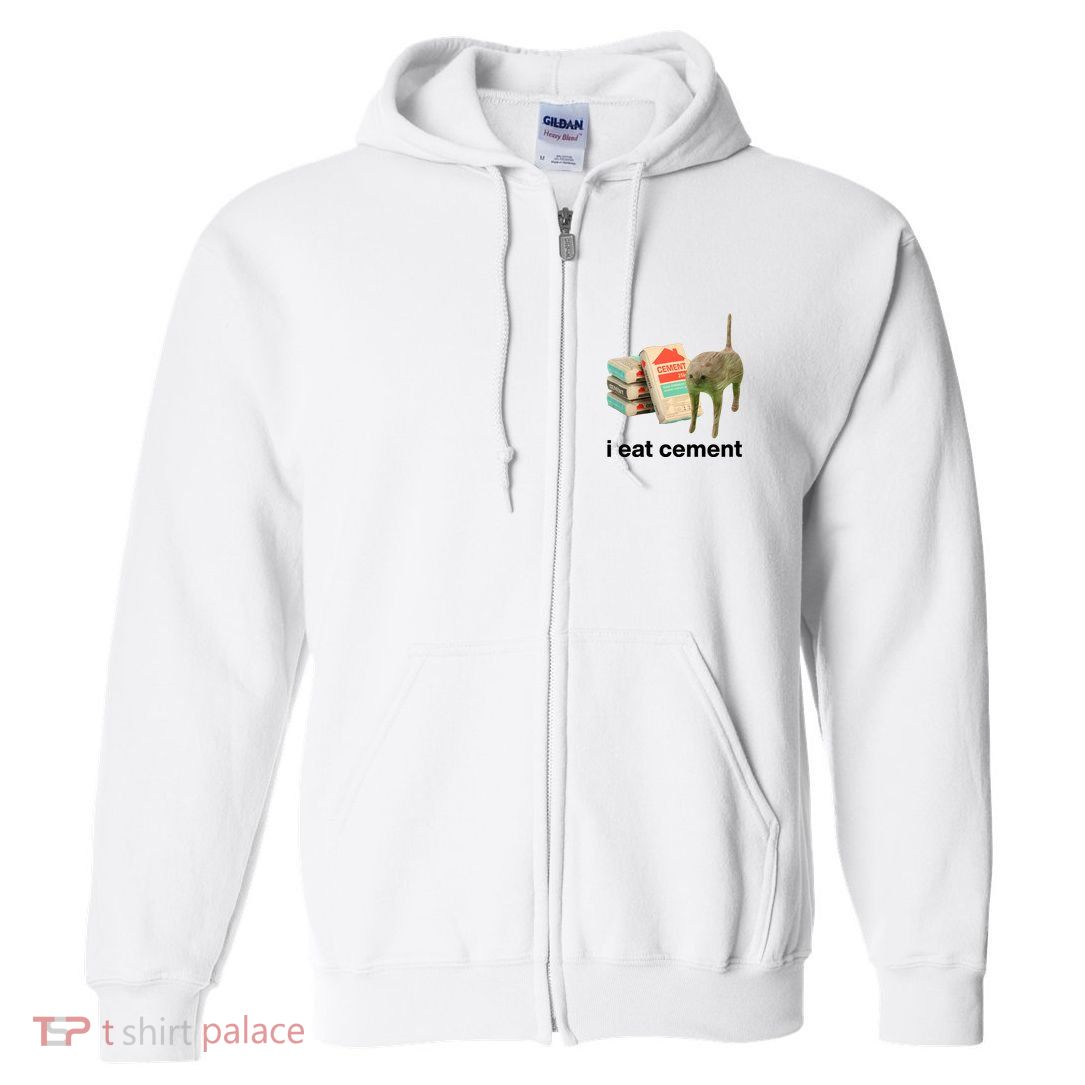 I Eat Cement Cursed Cat Funny Full Zip Hoodie