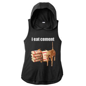 I Eat Cement Cursed Cat Funny Oddly Specific Meme Gift Ladies PosiCharge Tri-Blend Wicking Draft Hoodie Tank