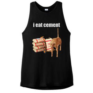 I Eat Cement Cursed Cat Funny Oddly Specific Meme Gift Ladies PosiCharge Tri-Blend Wicking Tank