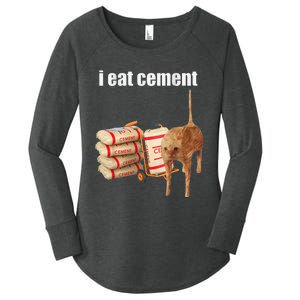 I Eat Cement Cursed Cat Funny Oddly Specific Meme Gift Women's Perfect Tri Tunic Long Sleeve Shirt