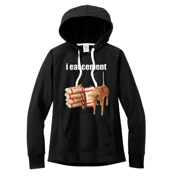 I Eat Cement Cursed Cat Funny Oddly Specific Meme Gift Women's Fleece Hoodie