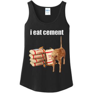 I Eat Cement Cursed Cat Funny Oddly Specific Meme Gift Ladies Essential Tank