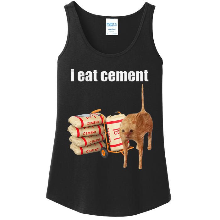 I Eat Cement Cursed Cat Funny Oddly Specific Meme Gift Ladies Essential Tank