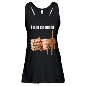 I Eat Cement Cursed Cat Funny Oddly Specific Meme Gift Ladies Essential Flowy Tank