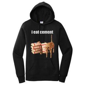 I Eat Cement Cursed Cat Funny Oddly Specific Meme Gift Women's Pullover Hoodie