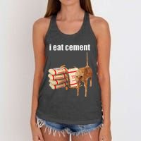 I Eat Cement Cursed Cat Funny Oddly Specific Meme Gift Women's Knotted Racerback Tank