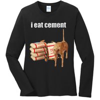 I Eat Cement Cursed Cat Funny Oddly Specific Meme Gift Ladies Long Sleeve Shirt