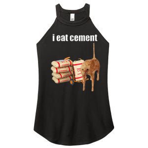 I Eat Cement Cursed Cat Funny Oddly Specific Meme Gift Women's Perfect Tri Rocker Tank