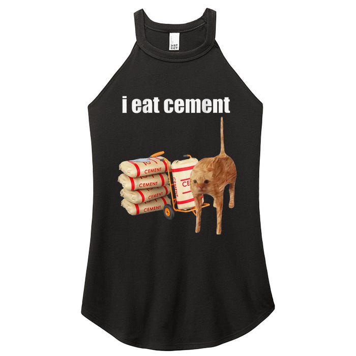 I Eat Cement Cursed Cat Funny Oddly Specific Meme Gift Women's Perfect Tri Rocker Tank