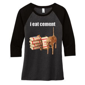 I Eat Cement Cursed Cat Funny Oddly Specific Meme Gift Women's Tri-Blend 3/4-Sleeve Raglan Shirt