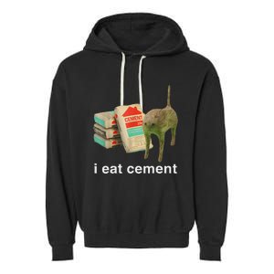 I Eat Cement Cursed Cat Funny Oddly Specific Dank Meme Garment-Dyed Fleece Hoodie