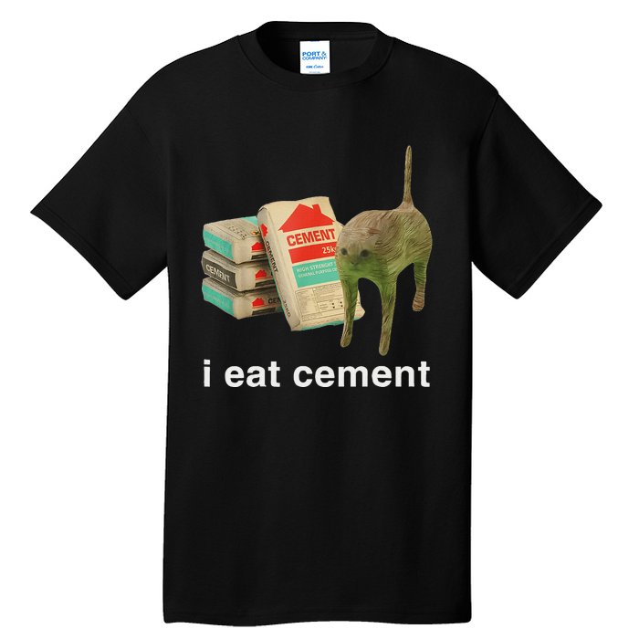 I Eat Cement Cursed Cat Funny Oddly Specific Dank Meme Tall T-Shirt