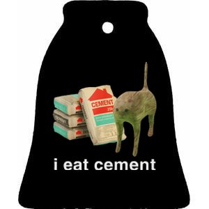 I Eat Cement Cursed Cat Funny Oddly Specific Dank Meme Ceramic Bell Ornament