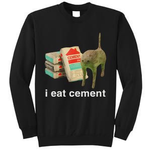 I Eat Cement Cursed Cat Funny Oddly Specific Dank Meme Tall Sweatshirt