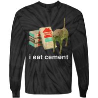 I Eat Cement Cursed Cat Funny Oddly Specific Dank Meme Tie-Dye Long Sleeve Shirt