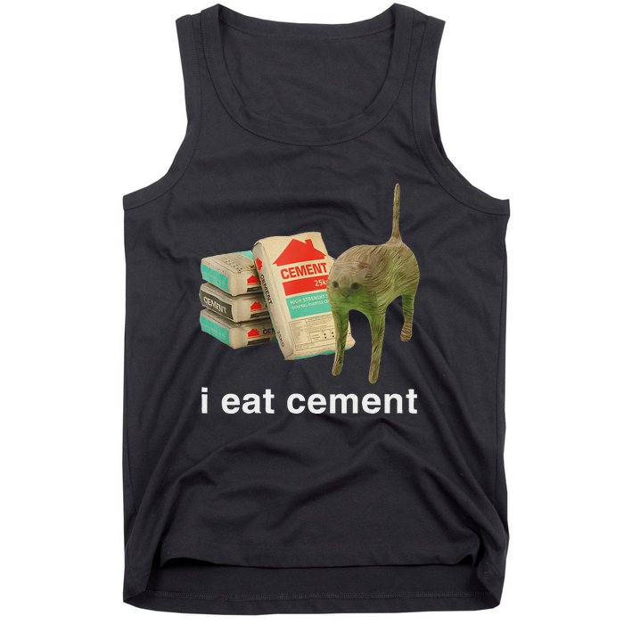 I Eat Cement Cursed Cat Funny Oddly Specific Dank Meme Tank Top