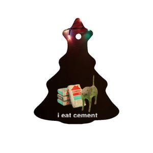 I Eat Cement Cursed Cat Funny Oddly Specific Dank Meme Ceramic Tree Ornament