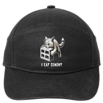 I Eat Cement Cursed Cat Funny Oddly Specific Dank Meme 7-Panel Snapback Hat