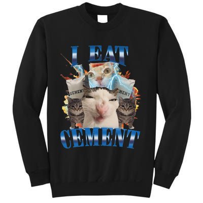 I Eat Cement Cursed Cat Funny Oddly Specific Dank Meme Sweatshirt
