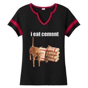 I Eat Cement Cursed Cat Funny Oddly Specific Dank Meme Ladies Halftime Notch Neck Tee