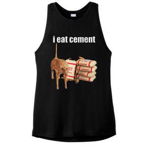 I Eat Cement Cursed Cat Funny Oddly Specific Dank Meme Ladies PosiCharge Tri-Blend Wicking Tank