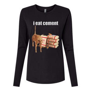 I Eat Cement Cursed Cat Funny Oddly Specific Dank Meme Womens Cotton Relaxed Long Sleeve T-Shirt