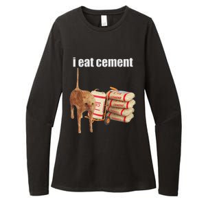 I Eat Cement Cursed Cat Funny Oddly Specific Dank Meme Womens CVC Long Sleeve Shirt