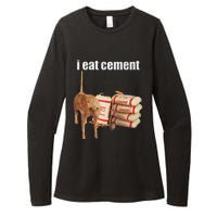 I Eat Cement Cursed Cat Funny Oddly Specific Dank Meme Womens CVC Long Sleeve Shirt