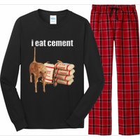 I Eat Cement Cursed Cat Funny Oddly Specific Dank Meme Long Sleeve Pajama Set